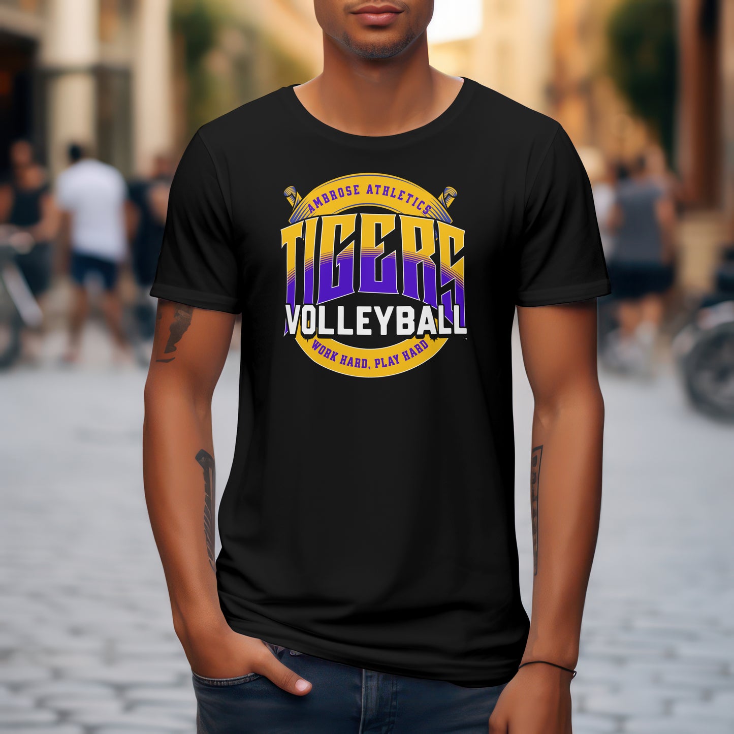 ATHLETICS VOLLEYBALL TIGERS Unisex Fine Jersey Tee