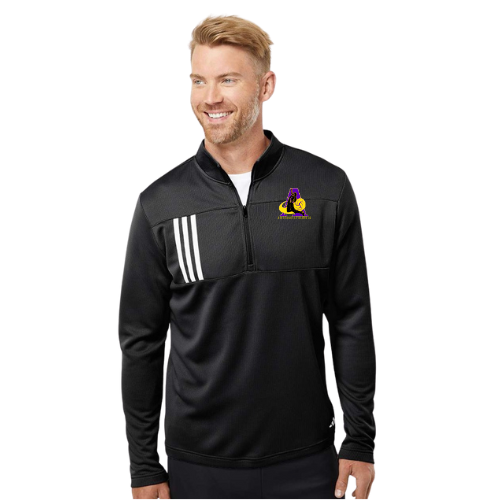 Addias Men's 3-Stripes Double-Knit Quarter-Zip Pullover - A482