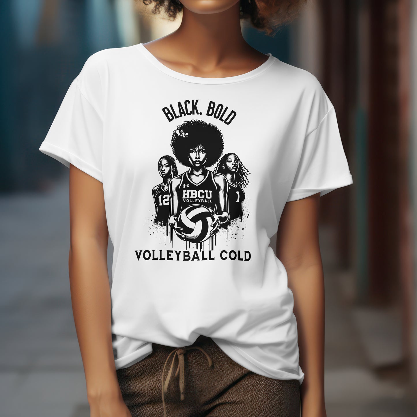 BLACK BOLD VOLLEYBALL COLD HBCU